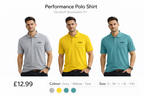 Performance Polo Shirt – UltraSoft Breathable Fit  💰 Price  £12.99  🎨 Available Colours Grey Yellow Teal 📏 Available Sizes  M L XL XXL
